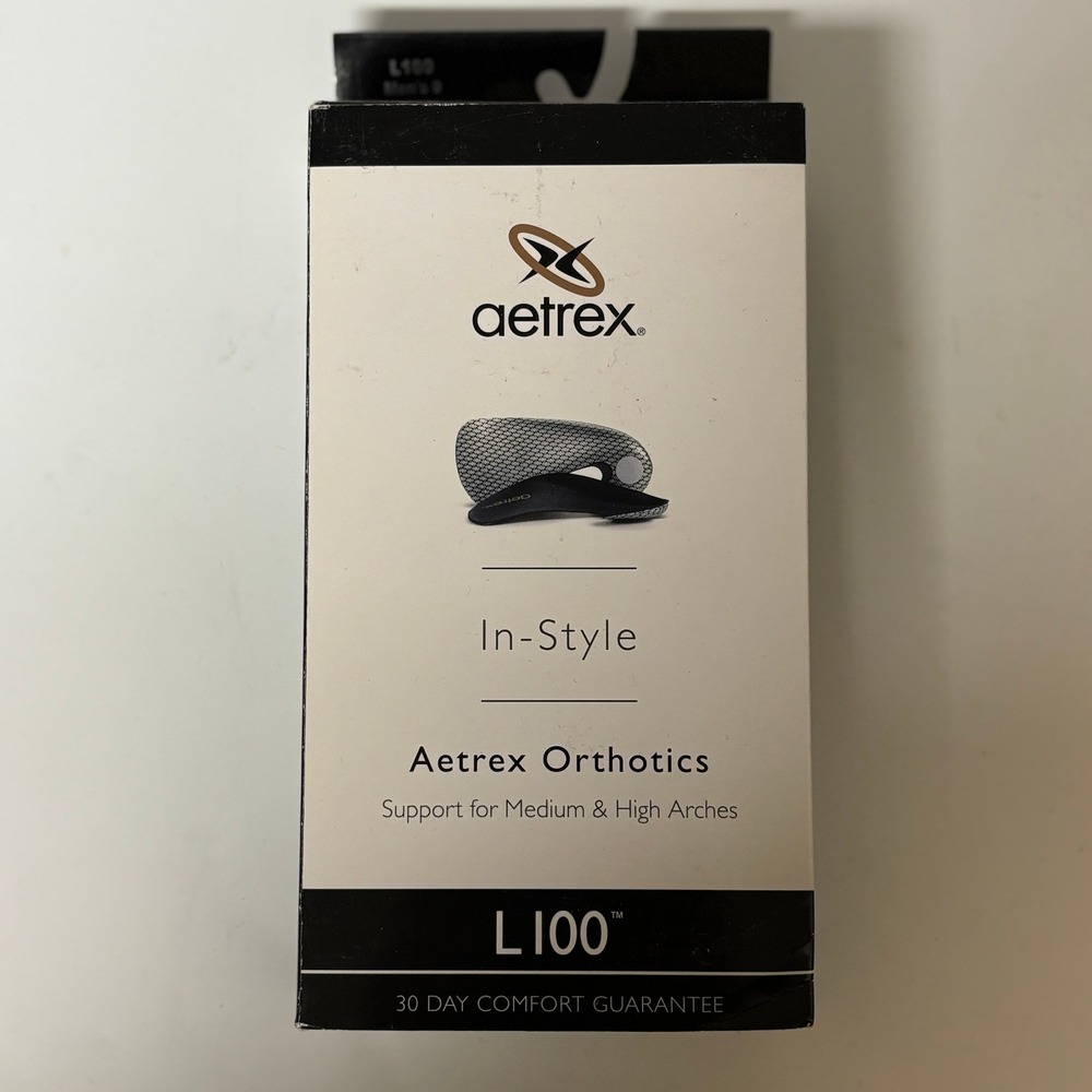 Aetrex L100 In-Style Orthotics Mens Size 9 Cobra Lynco Arch Support Insoles